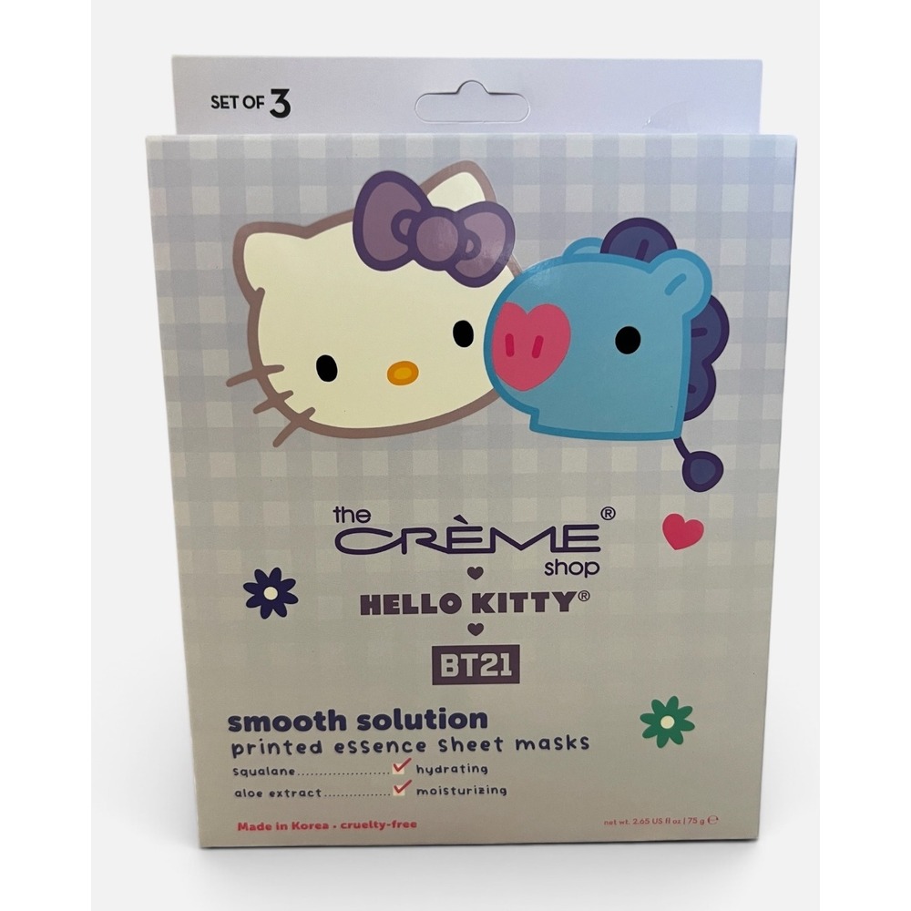 The Creme Shop Hello Kitty BT21 Smooth Solution Sheet Masks Set of 3 Mang Sanrio